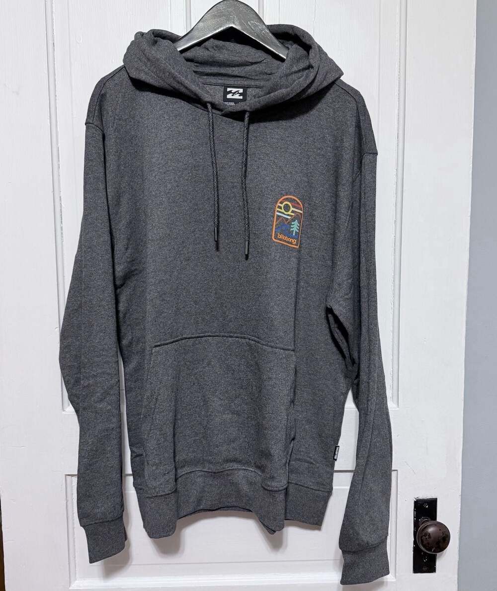 Billabong Charcoal Heather Adventure Graphic Pullover Hoodie L